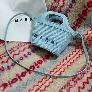 Marni Sky Blue Woven Mini Bag